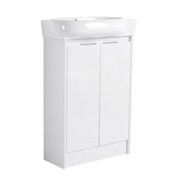 23" Freestanding Bathroom Vanity With Sink, Soft Close Doors Glossy White Bathroom Modern Plywood