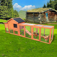 111.5" Wooden Chicken Coop, Large Hen House With Nesting Box Poultry Cage, Rabbit Hutch Bunny Cagewaterproof Uv Panel For Backyard Natural Wood