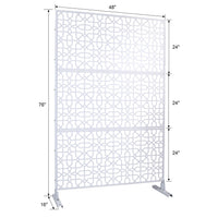 Outdoor & Indoor Privacy Screen Metal Privacy Screen 76" H 48" W, Freestanding Decorative Privacy Screen For Deck Balcony Patio, Privacy Fence Panels For Outside Lawn Garden Ps106 White White Steel