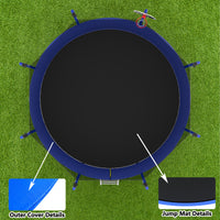 14Ft Trampoline With Basketball Hoop, Astm Approved Reinforced Type Outdoor Trampoline With Enclosure Net Blue Steel