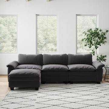 Living Room Furniture Luxury Sectional Sofa Couch With Ottoman Soft Velvet Upholstered Sofa Grey Grey Foam Velvet 3 Seat