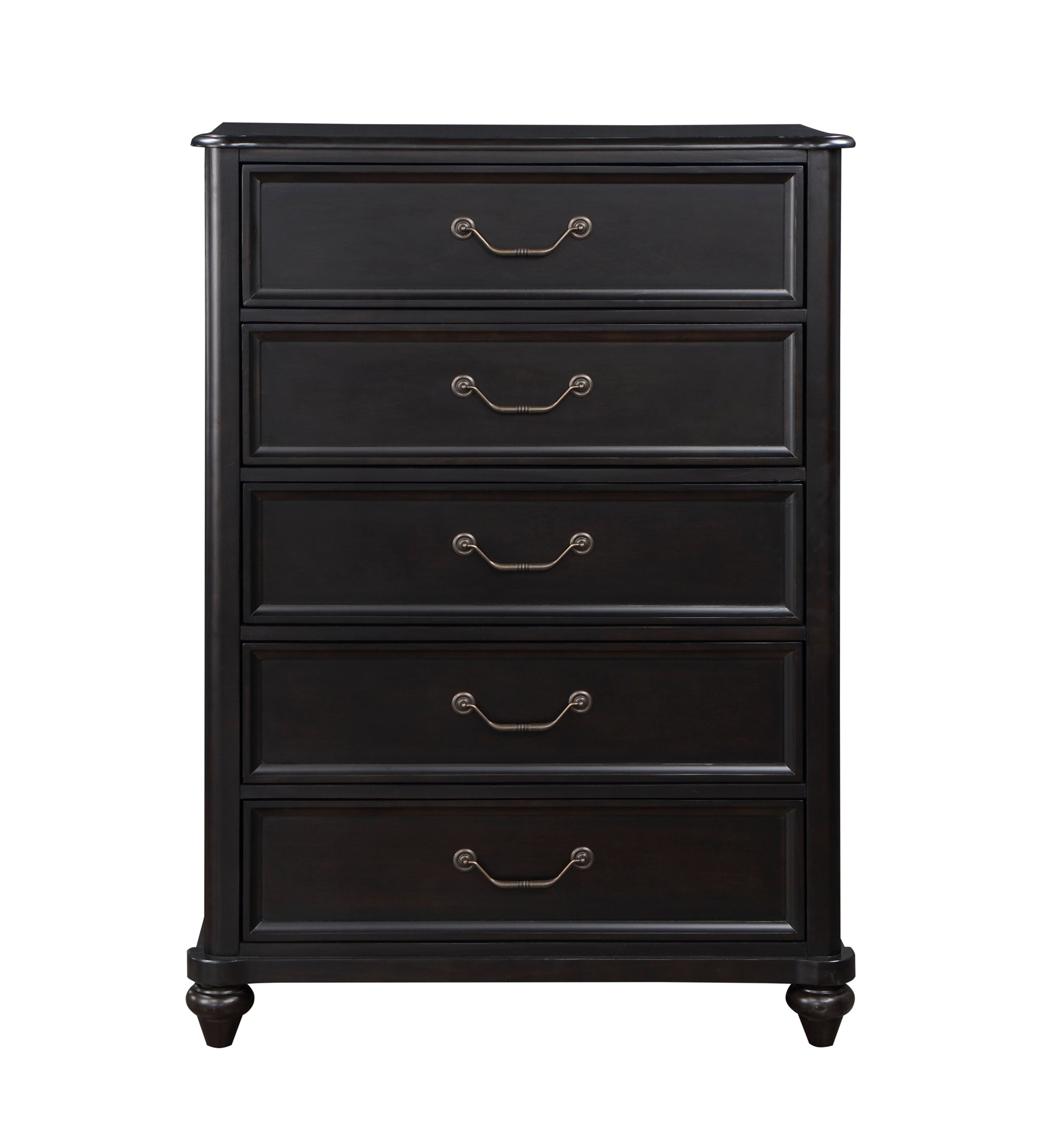 Charcoal Brown Finish Traditional Bedroom Furniture 1Pc Chest Of 5 Drawers Antique Handles Classic Design Brown Mix Classic,Traditional Wood