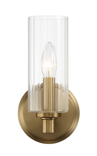 Jardin Single Light Wall Sconce With Clear Ribbed Glass Satin Brass Clear,Gold Brass,Glass