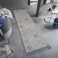 Naar Guros Collection 2X8 White Grey Trellis Indoor Outdoor Area Rug White Gray Polypropylene