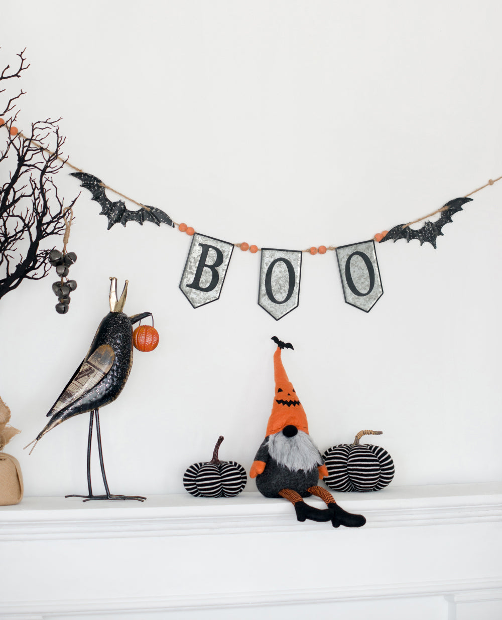 67X7.3"H Iron Boo Banner W Bats, For Halloween Holiday Decor Black,Gray,Orange Iron