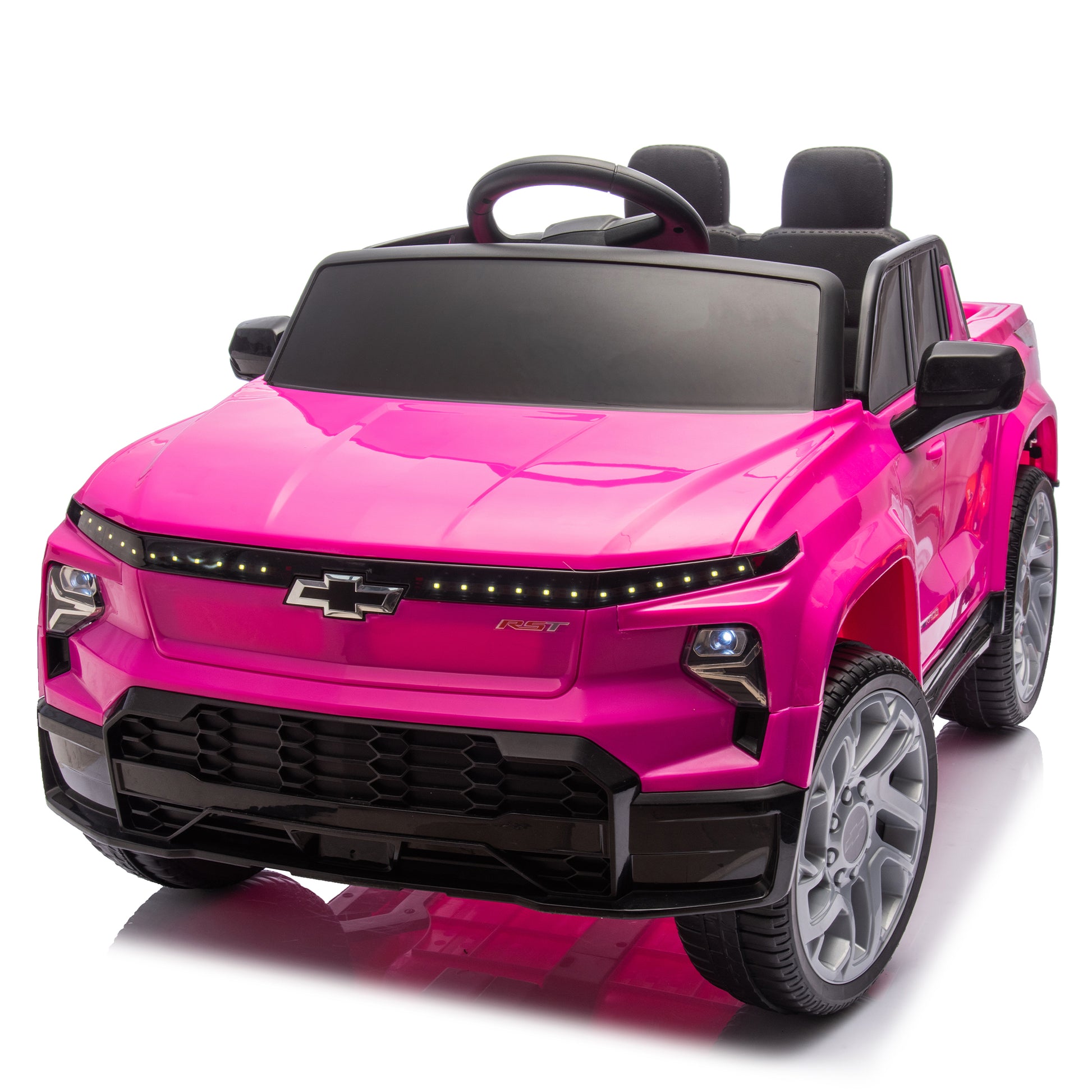 12V Kids Ride On Car W Parents Control,Licensed Chevrolet Silverado,Four Wheel Suspension,Led Lights,Bluetooth,Music,Usb,Mp3,Power Display,Speeds 1.86 3.11Mph For Kids Aged 2 5. Pink 50 99 Lbs