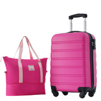 Hardshell Luggage Sets 20Inches Bag Spinner Suitcase With Tsa Lock Lightweight Pink Abs