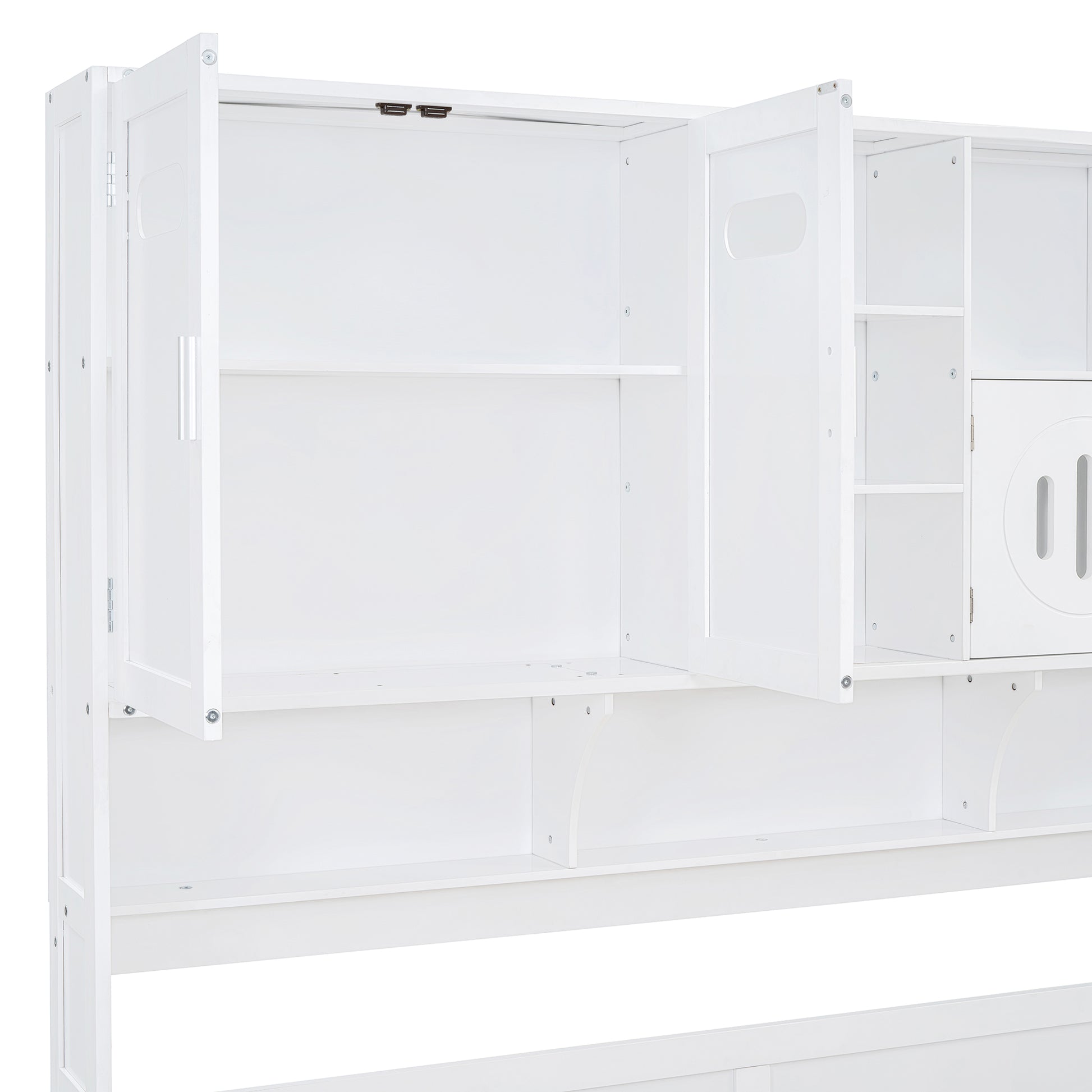 Full Size Wooden Daybed With 2 Drawers, And All In One Cabinet And Shelf, White Full White Wood