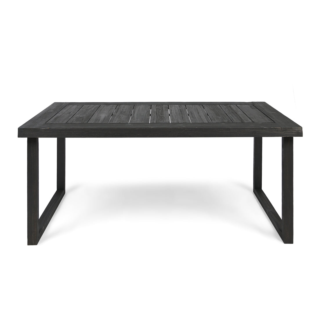 Outdoor 69" Acacia Wood Dining Table, Sandblast Dark Gray Finish Dark Grey Acacia Wood