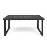 Outdoor 69" Acacia Wood Dining Table, Sandblast Dark Gray Finish Dark Grey Acacia Wood