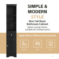 Tall Bathroom Cabinet, Freestanding Storage Cabinet With Drawer, Mdf Board, Adjustable Shelf, Black Black Mdf