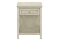 Accent Table, End, Side Table, 2 Tier, Bedroom, Nightstand, Lamp, Storage Drawer, Antique White Veneer, Transitional White Mdf