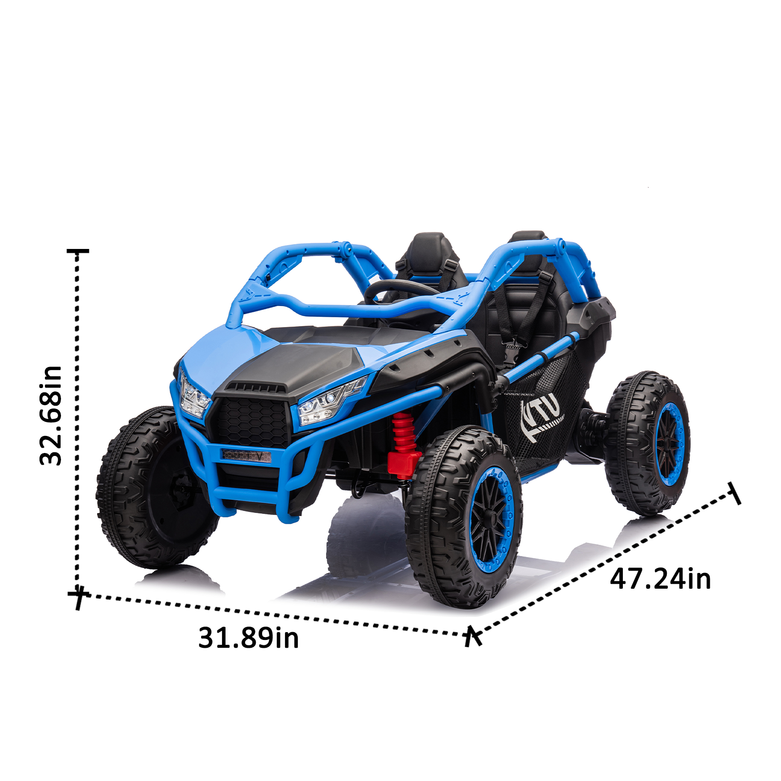 24V Two Seater Kids Ride On Utv W Parents Control,20In Seat Width,400W Super High Power,Four Wheel Suspension,Bluetooth,Mp3,Usb,Led Light,Horn,Rear Storage Space,Speeds 3.73 4.97Mph For Kids Aged 3 . Blue 100 149 Lbs Polypropylene