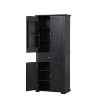 Bathroom Storage Cabinet With Doors And Drawer, Multiple Storage Space, Adjustable Shelf, Black Black Mdf