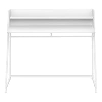 Computer Desk, Home Office, Laptop, Storage Shelves, 48"L, Work, White Laminate, White Metal, Contemporary, Modern White Particle Board