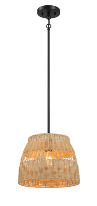 Essence Single Lights Pendant With Rattan Shade Black Metal Finish For Farmhouse Style Black,Rattan Ceiling Lights Metal,Rattan