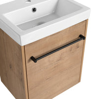 18'' Floating Wall Mounted Bathroom Vanity With Ceramic Sink & Soft Close Cabinet Door, For Small Bathroom Imitative Oak Bathroom Modern Plywood