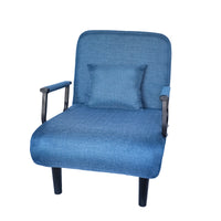 Folding Sofa Chair Blue Fabric Metal