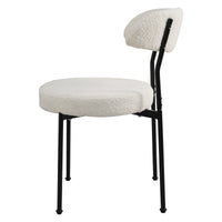 Boucle Upholstered Dining Chairs With Curved Backrest & Metal Legs Set Of 2, Beige Metal Beige Dining Room Foam Classic,Modern Dining Chairs Set Of 2 Foam Fabric Metal