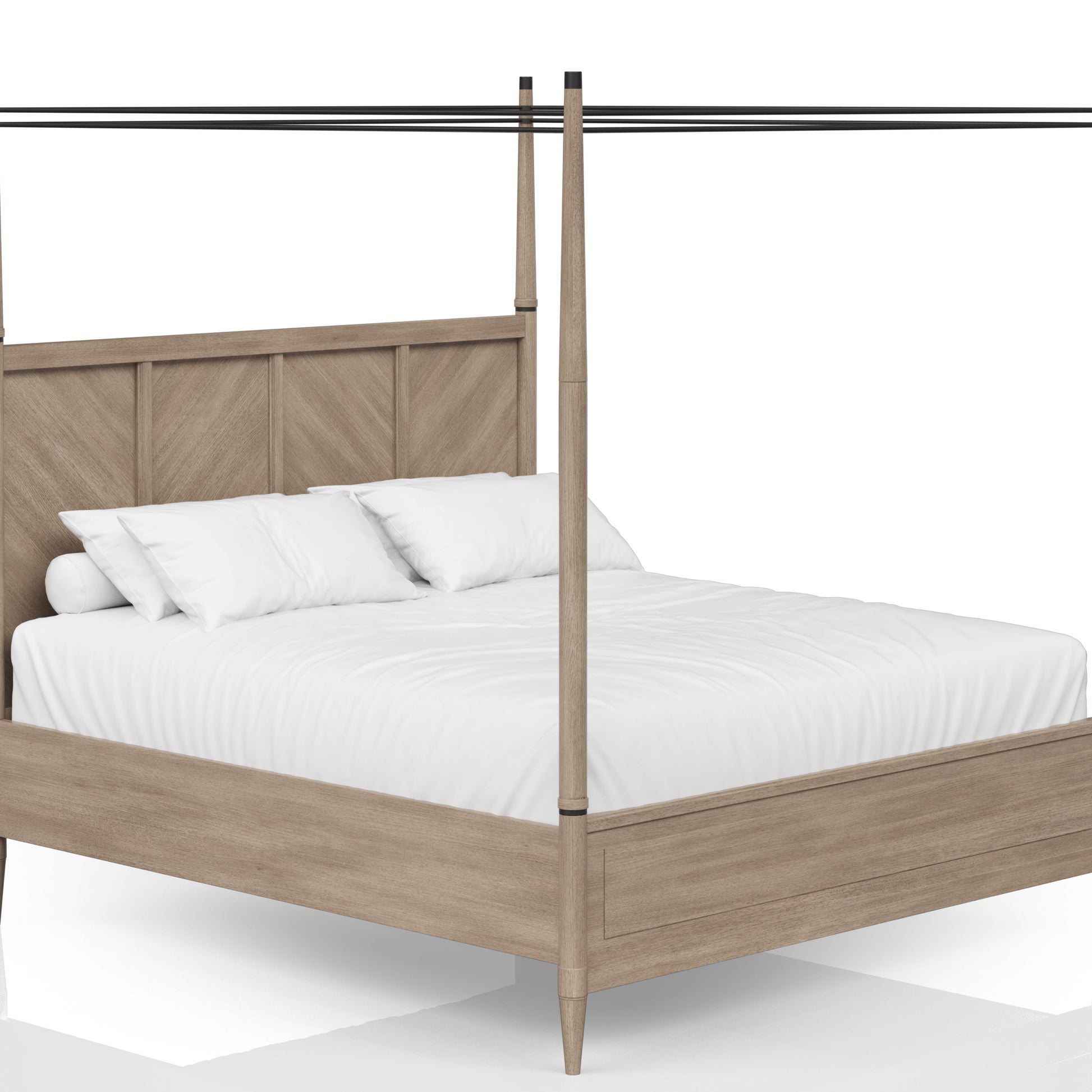 Queen Canopy Bed In Sand Finish Queen Sand Solid Wood Mdf