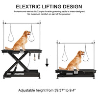 Electric Pet Grooming Table, 110V 220V Professional Groomer Recommend Super Deluxe Electric Pet Grooming Table, 110V 220V Professional Groomer Recommend Height Adjust From 8 Up To 36Inch Black Color Black Carbon Steel
