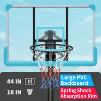 Height Adjustable Basketball Hoop, 7.5 To 10Ft Adjustable Basketball Stand With 44 Inch Backboard, Portable Basketball Goal System With Stable Base And Wheels Blue Balls Sports Black Blue Portable Garden & Outdoor Training Support Iron