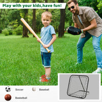 Soozier Soccer Rebounder Net, 3' X 3', Angle Adjustable Portable Training Goal Net With Quick Folding Design, Sturdy Metal Tube Black Plastic