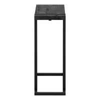 Accent Table, C Shaped, End, Side, Snack, Living Room, Bedroom, Black Laminate, Black Metal, Contemporary, Modern Black Mdf