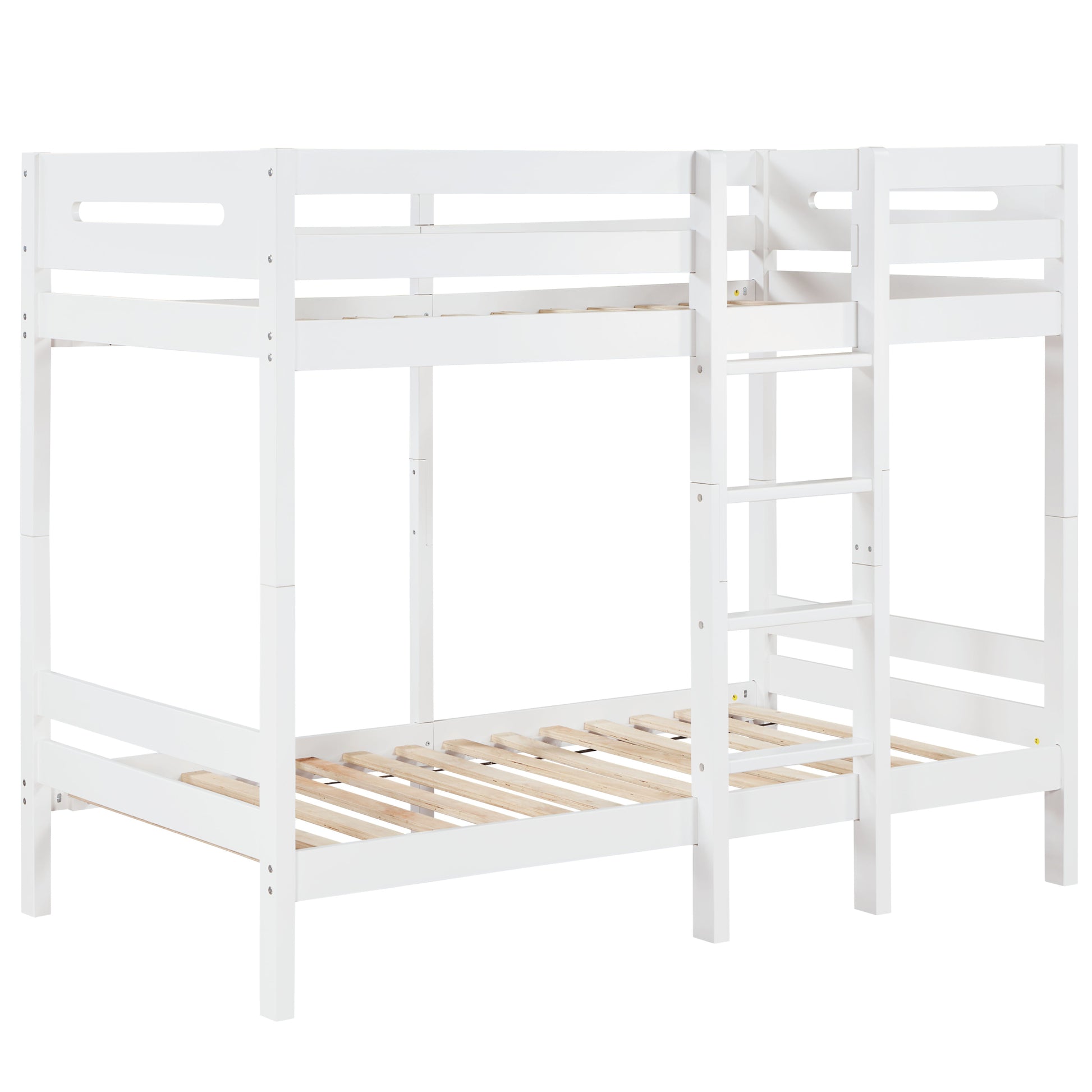 White Twin Twin Bunk Bed With Ladder White Bedroom Wood