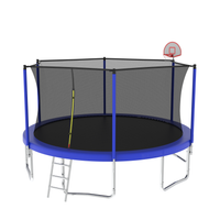 14Ft For Kids Children With Safety Enclosure Net Outdoor Backyards Large Recreational Trampoline Blue Metal