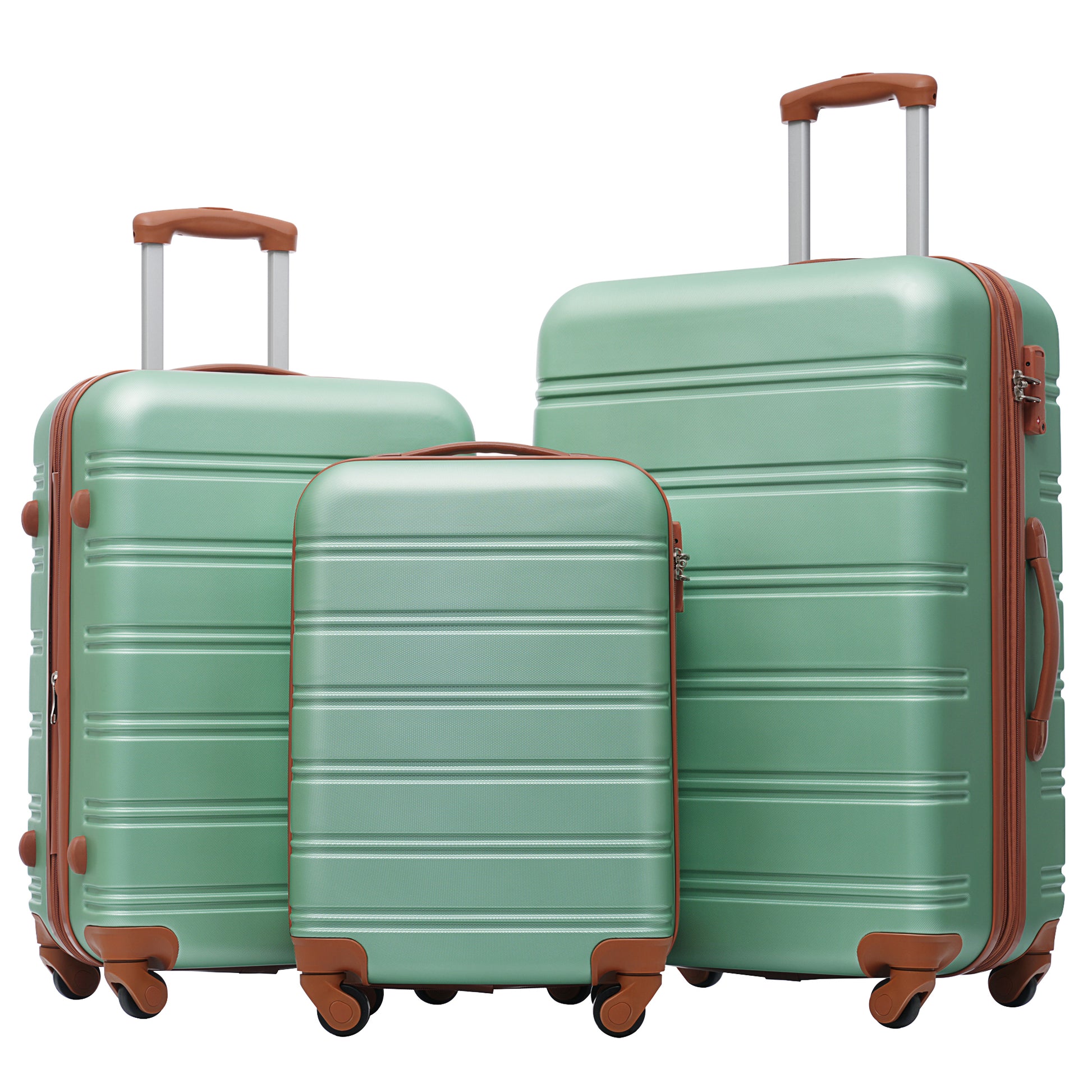 3 Piece Luggage Set Hardside Spinner Suitcase With Tsa Lock 20" 24" 28" Available Light Green Abs