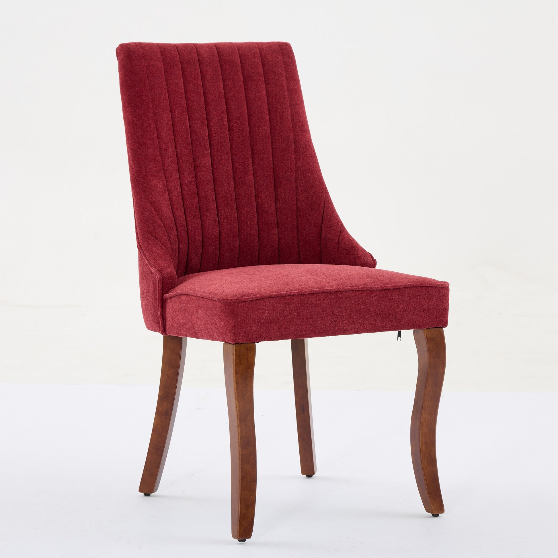 Rayon Cloth Flocking Linen Dining Chairs Channel Kitchen Dinner Chair Comfy Fabric Upholstered Accent Chair For Dining Room With Curved Solid Wood Legs,Set Of 2 Wine Red , Sw1847Wr Wine Red Light