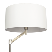Serene Brushed Nickel Floor Lamp With Rotary Switch Metal Base White Linen Shade Brushed Nickel,White Table&Floor Lamps Linen,Metal