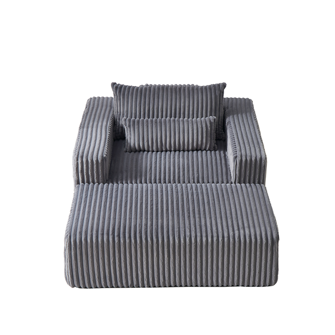 75 Inch Corduroy Sponge Sofa Lounge Chair With Removable Footrest,No Assembly Required,Fluffy Modern Sleeper Chair For Indoor Living Room Bedroom Grey Foam Corduroy 1 Seat