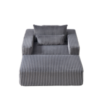 75 Inch Corduroy Sponge Sofa Lounge Chair With Removable Footrest,No Assembly Required,Fluffy Modern Sleeper Chair For Indoor Living Room Bedroom Grey Foam Corduroy 1 Seat