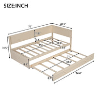 Twin Size Wood Daybed With Trundle And Guardrail, Beige Box Spring Not Required Beige Wood Solid Wood Mdf