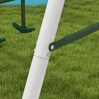 Outsunny 528 Lbs Swing Set For Backyard, 5 In 1 Heavy Duty A Frame Stand Outdoor Playset For Kids, With Saucer Swing, Slide, Swing Seats, Glider, Basketball Hoop, Climbing Steps And Net Green Steel