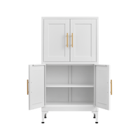 White Metal Kitchen Storage Cabinet, Kitchen Pantry Storage Cabinet With Doors And Shelves, Storage Cabinet With Adjustable Leveling Foot For Kitchen, Living Room And Dining Room W 3 4 Shelves White Metal