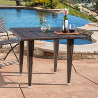 Dominica 35Inch Sq Table Pvc Brown Multi Iron