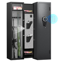 "High Security Steel Rifle Cabinet 3 4 Capacity, Electronic Lock, Solid Bolts, Dual Alarms, Led Lighting, Silent Operation" Black Steel