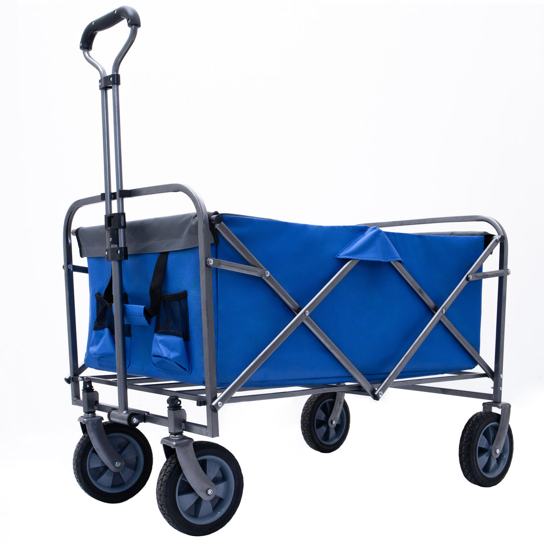 Outdoor Garden Multipurpose Micro Collapsible Beach Trolley Cart Camping Folding Wagon Blue Grey Garden & Outdoor Oxford Fabric Steel