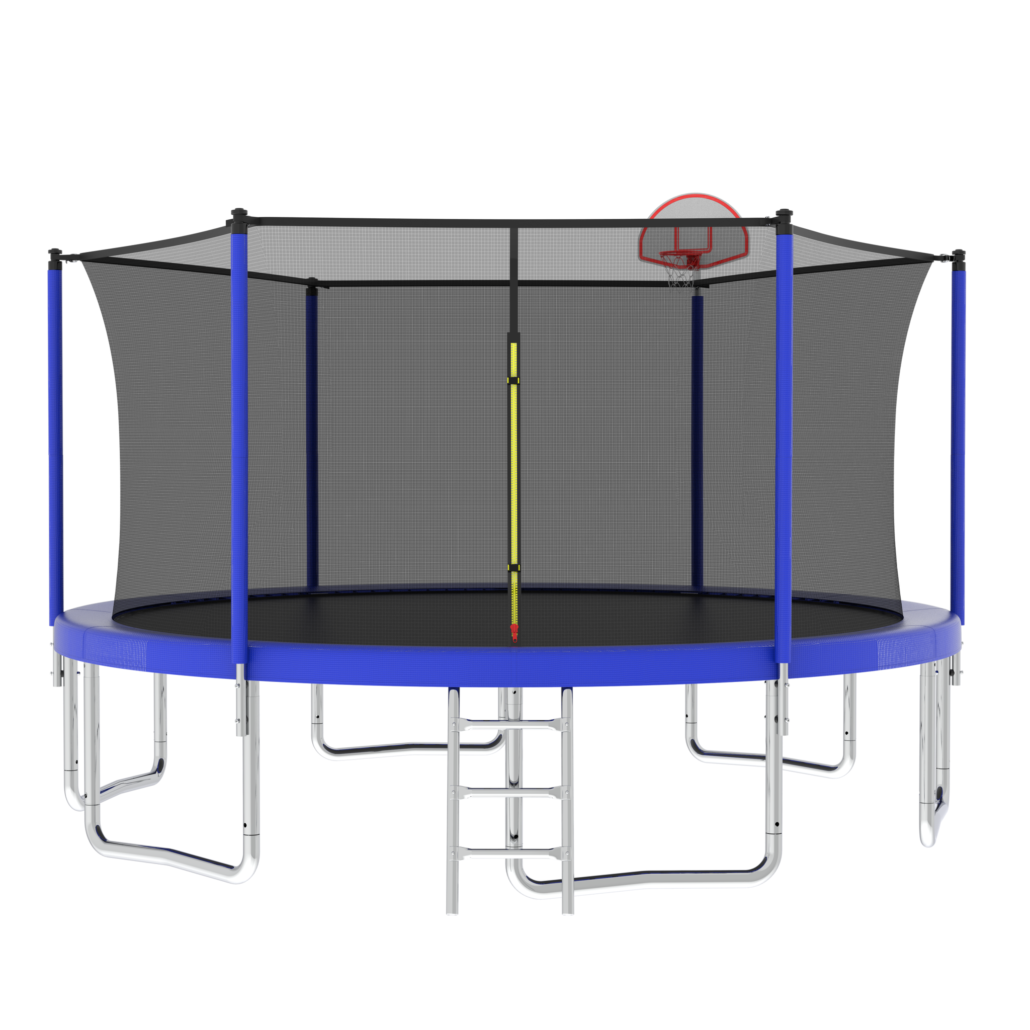 14Ft For Kids Children With Safety Enclosure Net Outdoor Backyards Large Recreational Trampoline Blue Metal