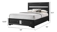 Matrix Traditional Style Full 5Pc Storage Bedroom Set Made With Wood In Black Box Spring Not Required Full Black Wood 5 Piece Set Bedroom Bed Included,Chest Included,Dresser Included,Mirror Included,Nightstand Included Traditional Solid Wood Mdf Wood