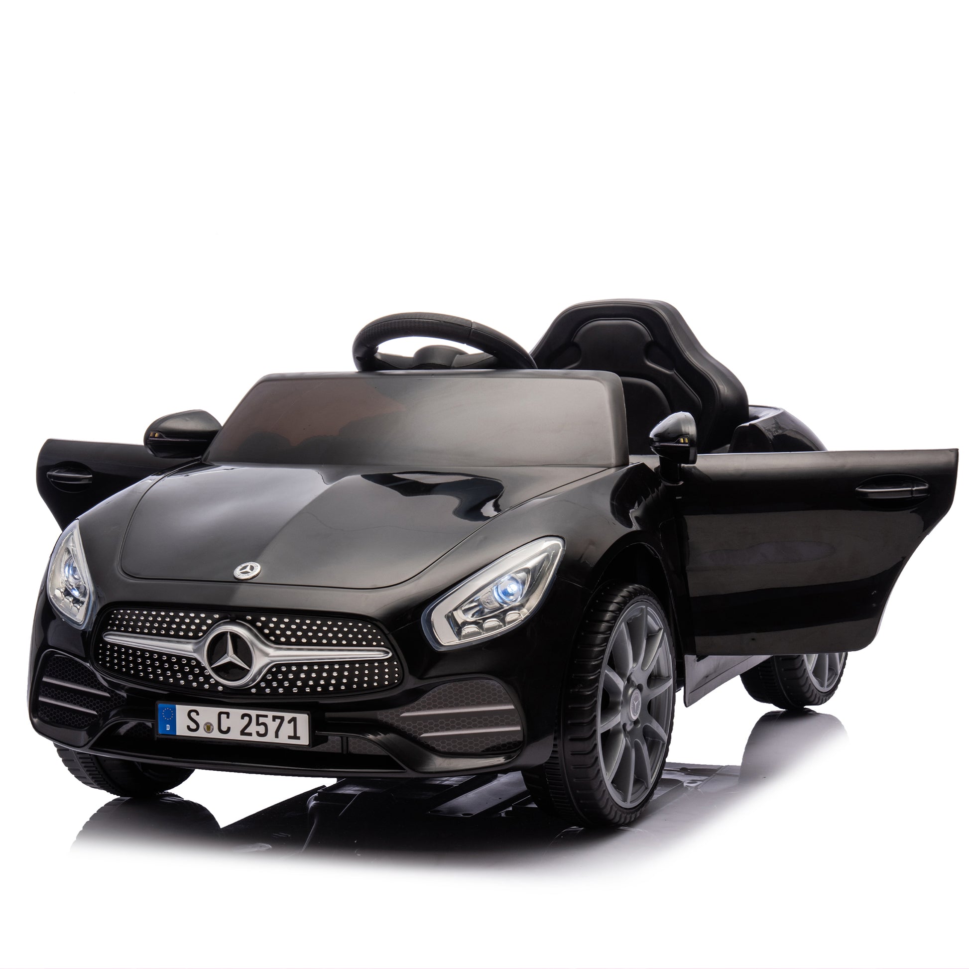 Licensed Mercedes Benz Cls 350,12V Kids Ride On Toy Car W Parents Control,2Wd,Four Wheel Suspension,Music,Bluetooth,Led Light,Usb,Power Display,Volume Adjustment,Speeds 1.24 3.11Mph For Kids Aged 2 4. Black 50 99 Lbs Polypropylene