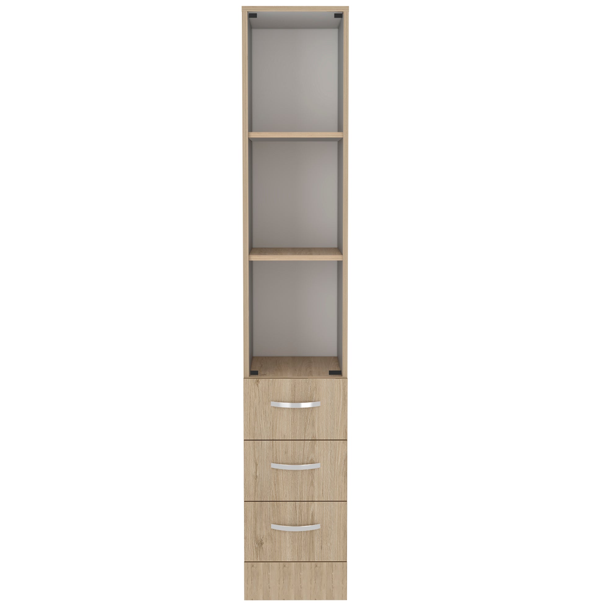 Linen Cabinet, Three Shelves, Four Drawers, Light Pine White Multicolor Solid Wood Mdf Engineered Wood