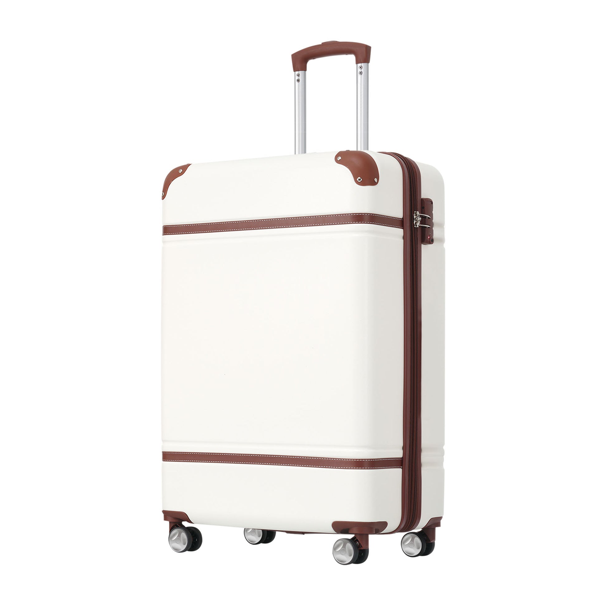 20 In Luggage 1 Piece With Tsa Locklightweight Suitcase Spinner Wheels,Carry On Vintage Luggage,White White Abs