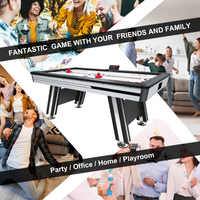 Air Hockey Table, 72" Indoor Hockey Table For Kids And Adults, Led Sports Hockey Game With 2 Pucks, 2 Pushers, And Electronic Score System, Arcade Gaming Set For Game Room Family Home Indoor Fitness Black White Gym Gym Mdf