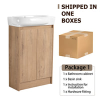 23" Freestanding Bathroom Vanity With Sink, Soft Close Doors Imitative Oak Bathroom Modern Plywood