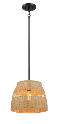 Essence Single Lights Pendant With Rattan Shade Black Metal Finish For Farmhouse Style Black,Rattan Ceiling Lights Farmhouse Metal,Rattan