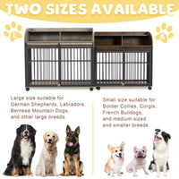 38'' Heavy Duty Dog Crate Furniture For Medium Dog With Lockable Wheels, Wooden Dog Crate Dog Kennel, End Table Crate With Double Layer Storage, Brown Brown Dog Engineered Wood